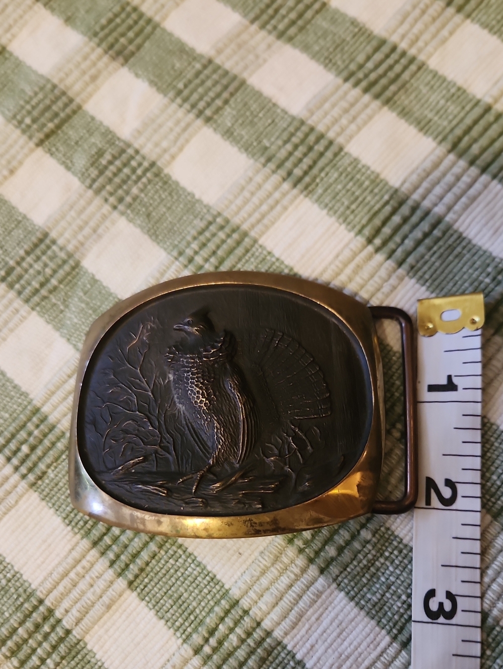 Vintage Bronze Belt Buckle Grouse 1978 Shallizar SL Knight Sculpture Hunter Gift - Picture 9 of 9